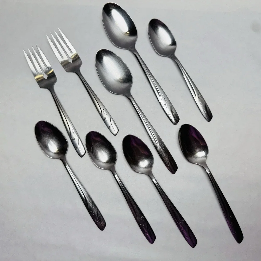 Thor STARLET Stainless 5 Teaspoons 2 Forks & 2‎ Tablespoons Atomic Star Lot Of 9